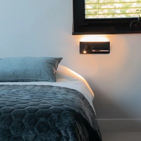 Комплект от 2 стенни лампи черни с LED с USB и индукционно зарядно - Riza