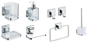 Самозалепващ пластмасов комплект аксесоари за баня в лъскаво сребристо Quadro – Wenko