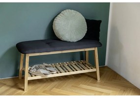 Черен/естествен бамбуков стелаж за обувки с пейка Ecori - Wenko