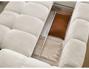 Бял шенилов сгъваем/с място за съхранение ъглов диван (ляв ъгъл/L форма) Everest – Bobochic Paris