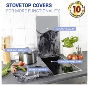 Капаци за печка от закалено стъкло 2 бр. 30x52 cm Universal Highland Cattle – Wenko