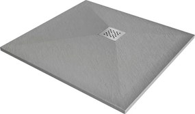 Mexen Stone+ квадратен композитен душов съд 80 x 80 см, сив-бетон - 44618080
