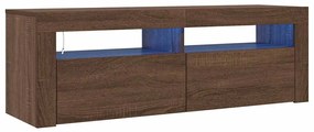 815689 vidaXL ТВ шкаф с LED осветление, кафяв дъб, 120x35x40 см
