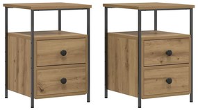 857261 vidaXL Нощни шкафчета, 2 бр дъб артизан 34x35,5x50 см инженерно дърво