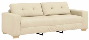 4105095 vidaXL 3-местен диван с възглавница Крем текстил