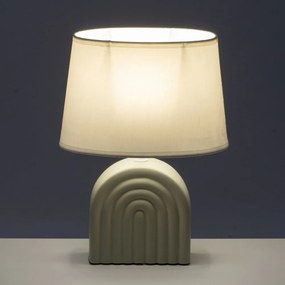 Бяло-бежова керамична настолна лампа с текстилен абажур (височина 31 cm) – Casa Selección