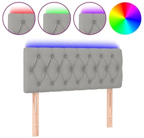 3121938 vidaXL LED горна табла за легло, светлосива, 100x7x78/88 см, плат