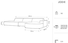 Ъглов диван от синьо кадифе (десен ъгъл) Jodie - Micadoni Home
