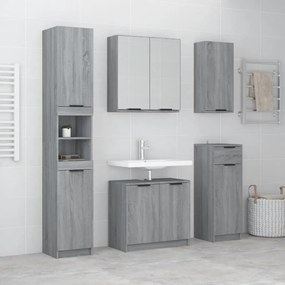 3115858 vidaXL Комплект шкафове за баня от 5 части инженерно дърво Сив сонома