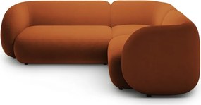 Теракотен кадифен ъглов диван (десен ъгъл/L форма) Kate – Micadoni