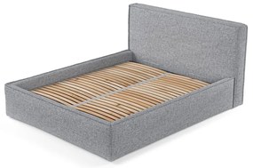 Сиво тапицирано двойно легло с място за съхранение с включена подматрачна рамка 180x200 cm Lounge L – Maison de Rêve
