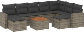 3256739 vidaXL Градински комплект диван с възглавници 10 части сив полиратан