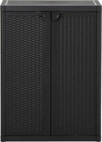 151236 vidaXL Градински шкаф за съхранение, черен, 65х45х88 см, PP ратан