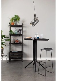 Черен бар стол от масивно тиково дърво (височина на седалката 76 cm) Tangle – White Label