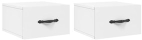829805 vidaXL Нощни шкафчета за стенен монтаж, 2 бр, бели, 35x35x20 см