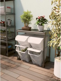 Бяла пластмасова кутия за съхранение с капак 55x39x46 cm All In Box – KIS