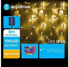 Aigostar - LED соларна коледна верига 100xLED/8 функции 8x0,6m IP65 топло бяло