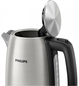 Електрическа кана Philips Viva Collection HD9351/90, 2200W, 1.7l, Метал, Автоматично изключване, Предпазване срещу прегаряне, Сив/черен