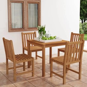 3059922 vidaXL Градински комплект за хранене, 5 части, 80x80 см, масивно тиково дърво
