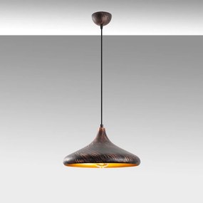 Висящо осветително тяло в черен и меден цвят с метален абажур ø 34 cm Barek – Opviq lights