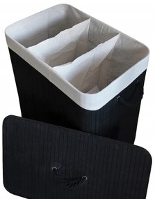 Бамбуков кош за пране - 3 камери, 150 л Eстествен