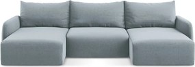Син кадифен сгъваем/с място за съхранение ъглов диван (U форма) Kalena – Makamii