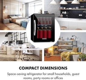 Klarstein Beersafe М Onyx, охладител за напитки, D, LED, 2 метални решетки, стъклена врата, onyx