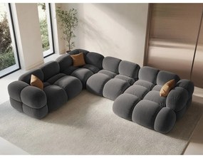 Сив кадифен ъглов диван (ляв ъгъл/U форма) Loretto – Cosmopolitan Design