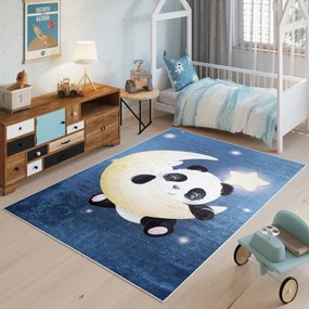 Детски килим с мотив на панда на луната Ширина: 160 см | Дължина: 220 см