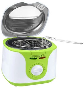 Фритюрник Voltz V51980A, 2 литра, 1300W, 80-190 C, Незалепващ съд, Бял/зелен