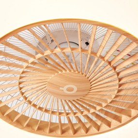 Вентилатор за таван дървесен принт със звезден ефект 60 см вкл. LED димируем с дистанционно управление - Climo