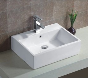 Мивка за баня ICB 858, монтаж върху плот, с отвор за смесител, порцелан, бял, 53.5x42x15.5см