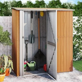 150906 vidaXL Градинска барака 180,5x97x209,5 см, поцинкована стомана, дървен вид