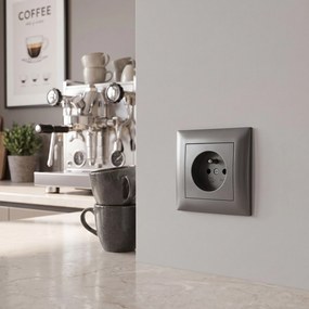 Единичен контакт със заземяване и рамка OSTE JNH001-G Grey