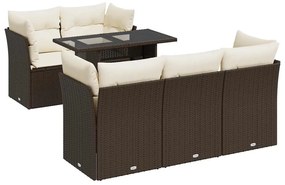 3326104 vidaXL Градински комплект с възглавници, 6 части, кафяв, полиратан