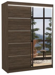 Гардероб с плъзгащи врати с огледало LIMBA, 150x200x58,  шоколадово
