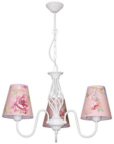 Полилей БРУНАТЕ, бял, абажури Брайтън Розов, 3xE27
