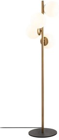 Черна и златисто подова лампа със стъклен абажур (височина 130 cm) Faze – Opviq lights
