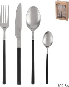 Черен/в сребрист цвят прибори за хранене от неръждаема стомана 24 бр. Skandi – Orion