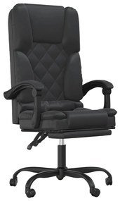 349687 vidaXL Масажен наклоняем офис стол, черен, изкуствена кожа