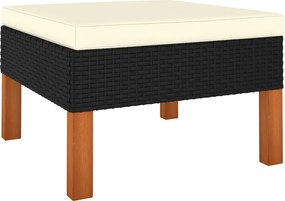 315761 vidaXL Поставка за крака, полиратан и евкалиптово дърво масив