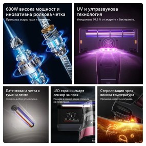 Прахосмукачка против акари JIMMY BX8, 600W, 0.5 л, 15 kPa, Стерилизация чрез нагряване 60C, Ултразвук, UV, Отрицателни йони, 6 степенна филтрация, Черен