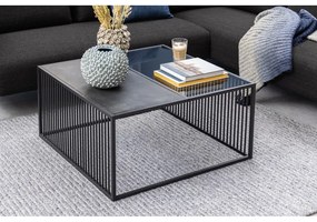 Черна масичка за кафе със стъклен плот 80x80 cm Strington - Actona