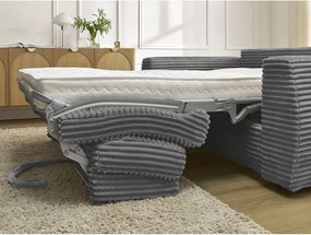 Тъмносив диван за ежедневно спане/сгъваем от рипсено кадифе 220 cm Hugo – Bobochic Paris