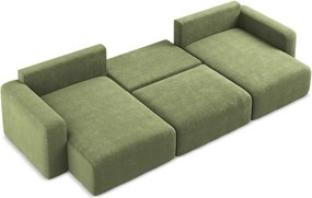 Зелен шенилов сгъваем/с място за съхранение ъглов диван (U форма) Kona – Makamii