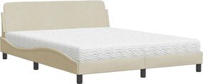 3208429 vidaXL Легло с матрак Dover, кремаво, 160x200 см, плат