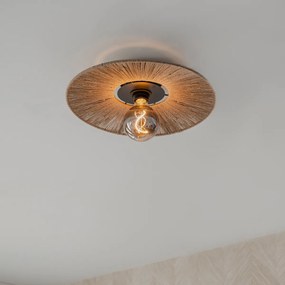 Ръстичен таванен аплик черен с въже - Sacha