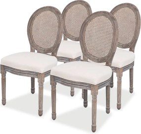 244090 vidaXL Трапезни столове, 4 бр, кремави, текстил