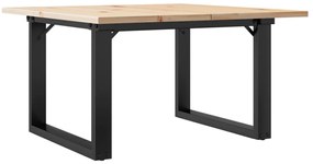 3282660 vidaXL Кафе маса О-образна рамка 60x60x40 см бор масив и стомана
