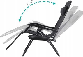 Комплект от 2 накланящи се градински стола с маса - сив